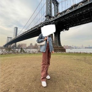 zara brown full-length wide-leg pants